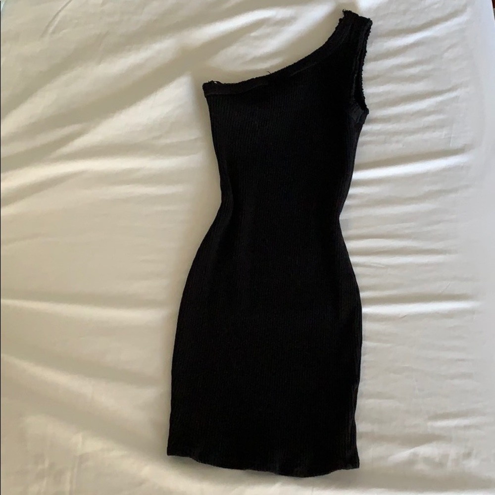 Urban Outfitters black asymmetrical ribbed dress